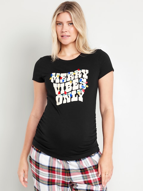 Maternity Gifting Graphic T-Shirt - Merry Vibes Only