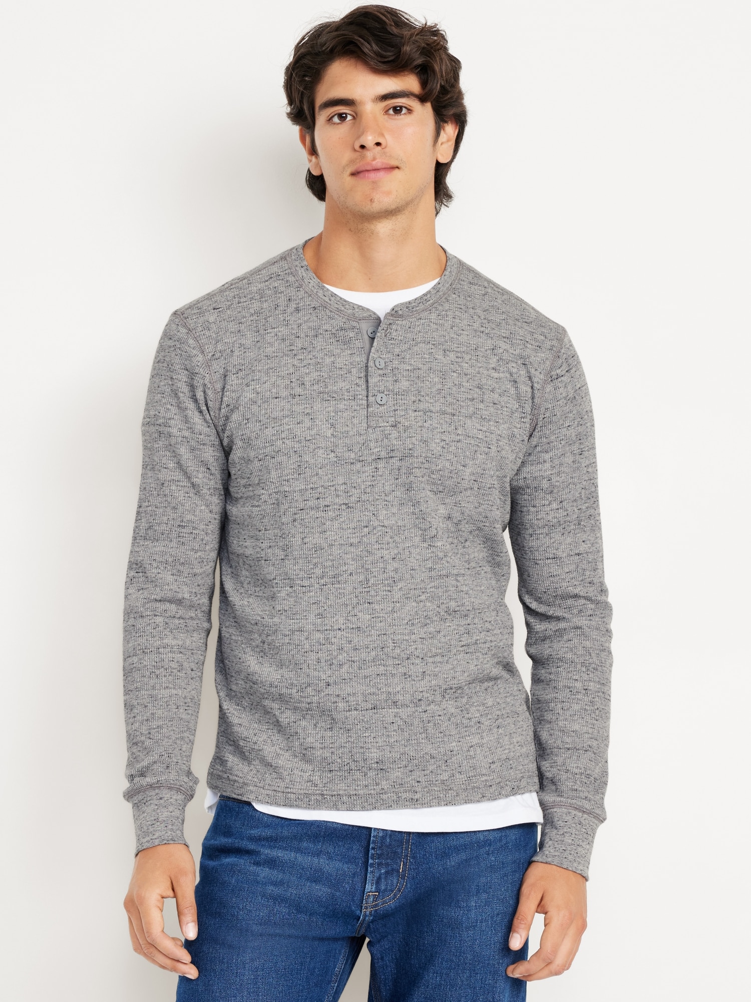 Waffle Henley T-Shirt - Gray