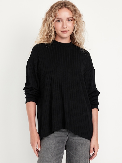 Cozy Mock-Neck Tunic - Black Jack