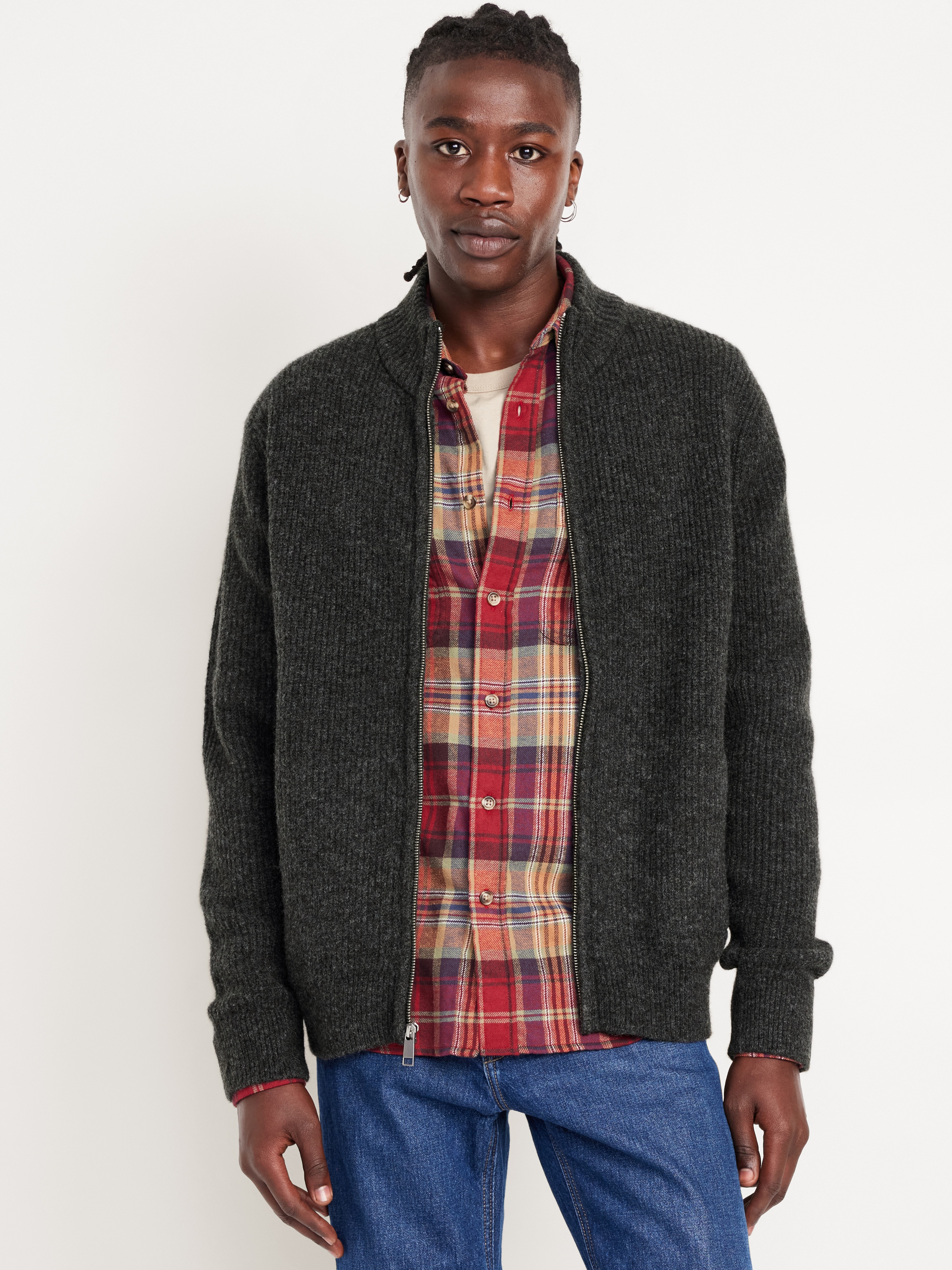 トップス Olde steader YOUTH TWEEDISH THERMAL Shaker Stitch Zip Sweater | Old Navy