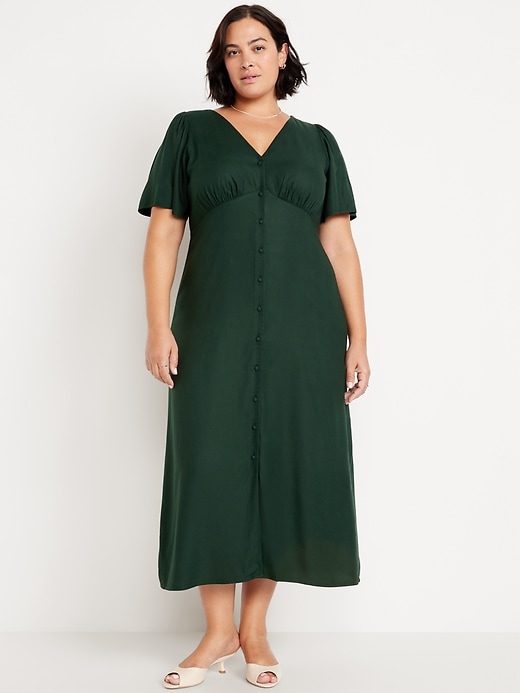 Image number 6 showing, Button-Down Crepe Midi Dress