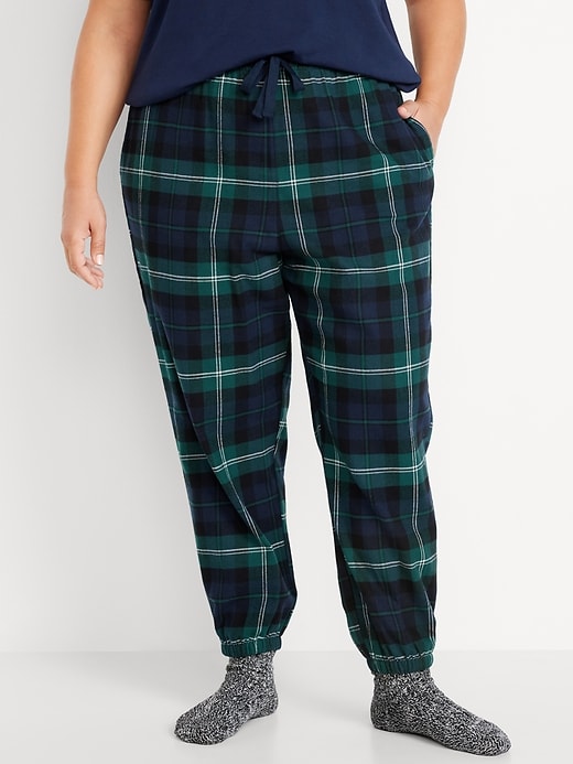 Image number 7 showing, High-Waisted Flannel Pajama Joggers for Women