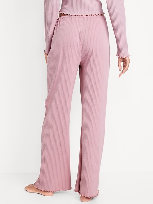 Image number 2 showing, High-Waisted Ribbed Pajama Pants