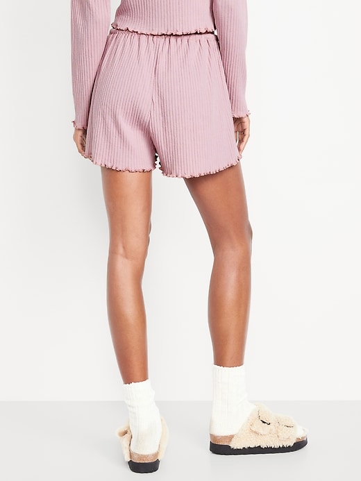 Image number 2 showing, High-Waisted Ribbed Pajama Shorts