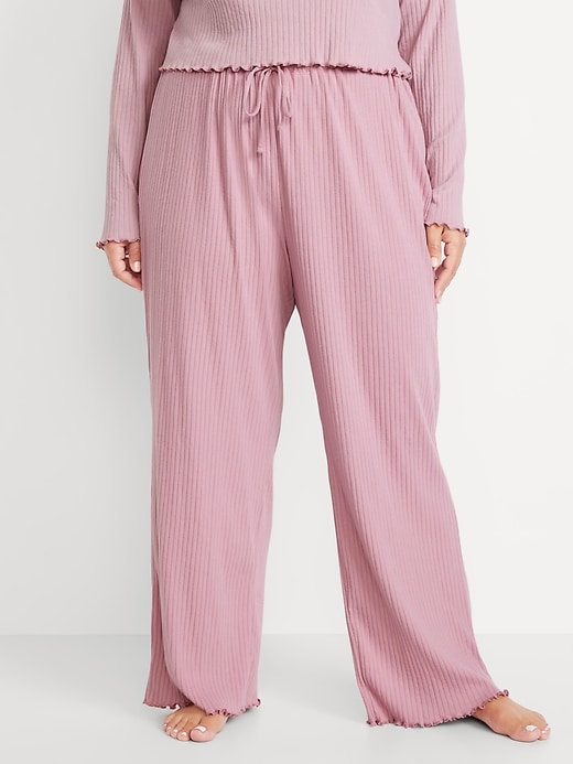 Image number 7 showing, High-Waisted Ribbed Pajama Pants