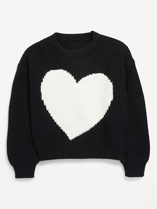 View large product image 2 of 4. SoSoft Long-Sleeve Heart-Print Sweater for Girls