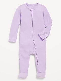 Ribbed 2-Way-Zip Sleep & Play Footed One-Piece for Baby