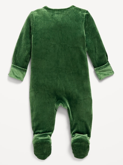 View large product image 2 of 2. Velour 2-Way-Zip Sleep &amp; Play Footed One-Piece for Baby