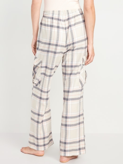 Image number 2 showing, High-Waisted Flannel Cargo Pants