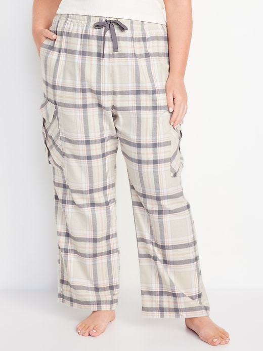 Image number 7 showing, High-Waisted Flannel Cargo Pants