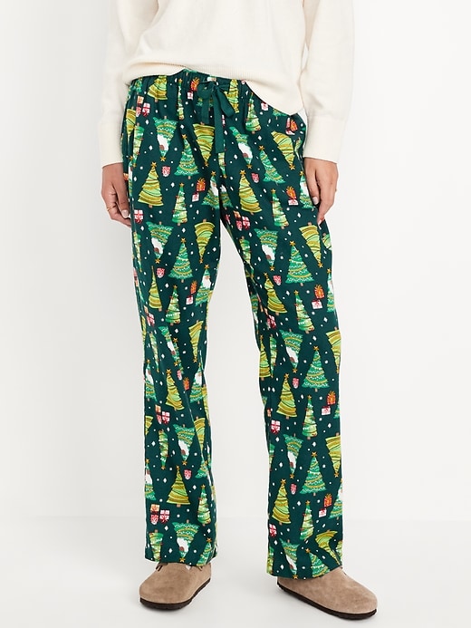 Image number 1 showing, Mid-Rise Printed Flannel Pajama Pants