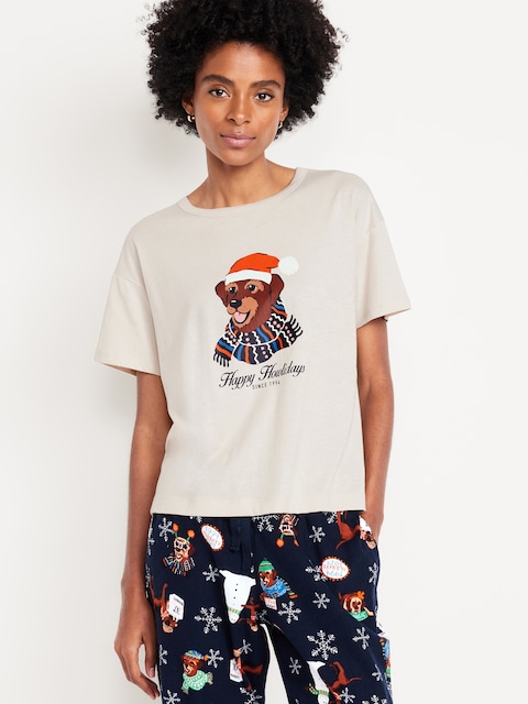 Matching Holiday-Graphic T-Shirt for Women - Happy Howlidays