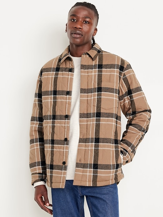 Image number 1 showing, Sherpa-Lined Quilted Shacket