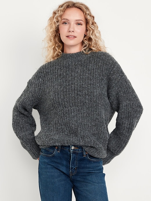 Image number 1 showing, Loose Shaker-Stitch Tunic Sweater