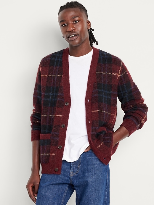 Plaid button up cardigan sale