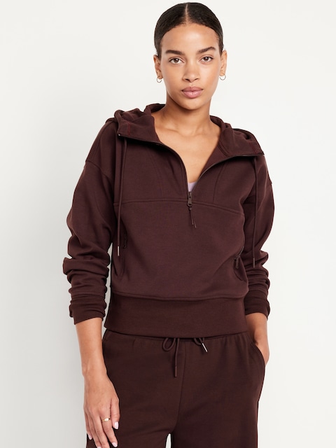 Dynamic Fleece Half-Zip Hoodie Sweatshirt - Boxwood