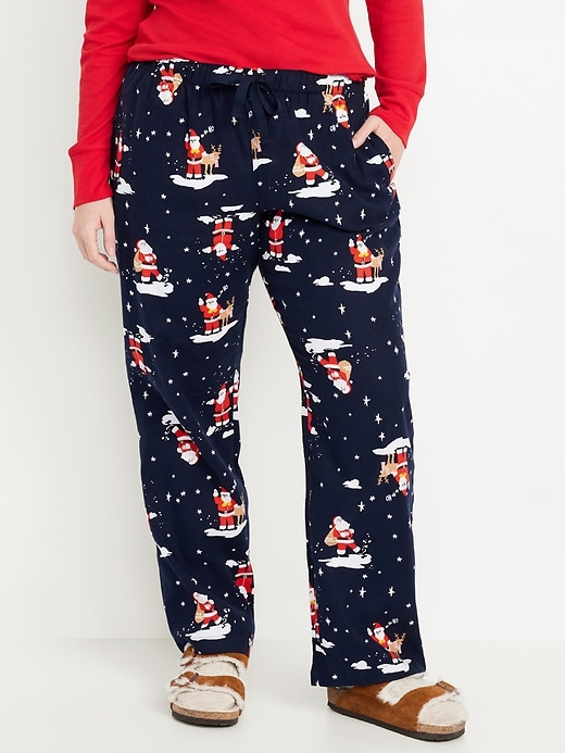 Image number 5 showing, Mid-Rise Printed Flannel Pajama Pants