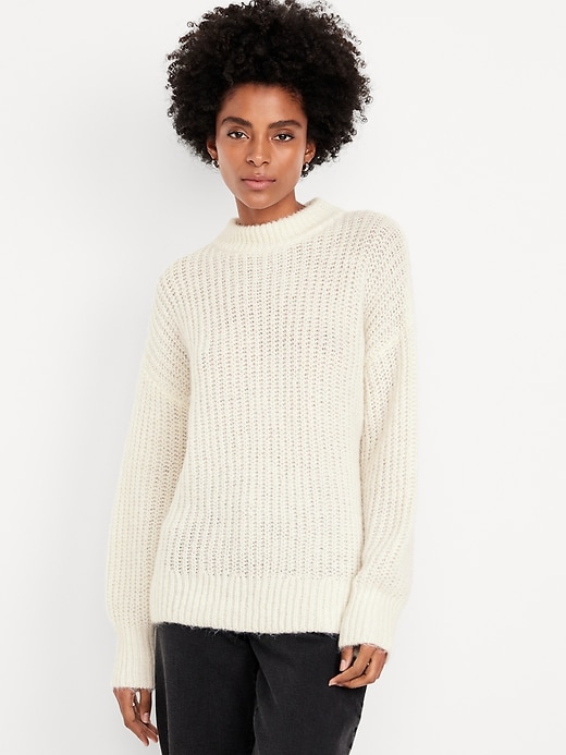 Image number 1 showing, Loose Shaker-Stitch Tunic Sweater