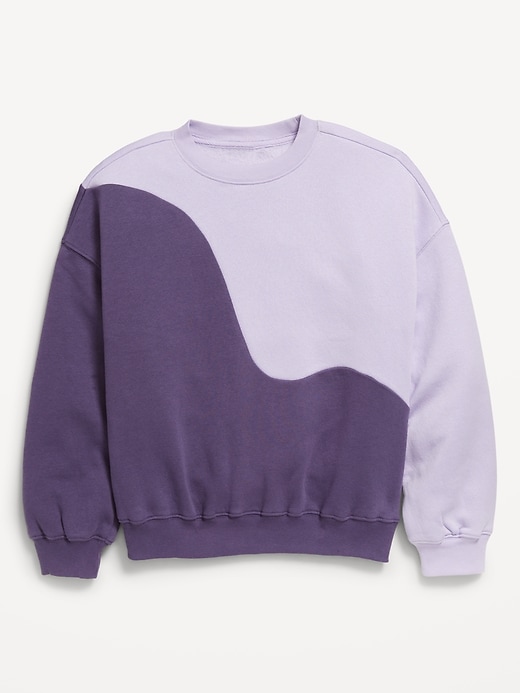 View large product image 1 of 3. Oversized Long-Sleeve Color-Block Sweatshirt for Girls