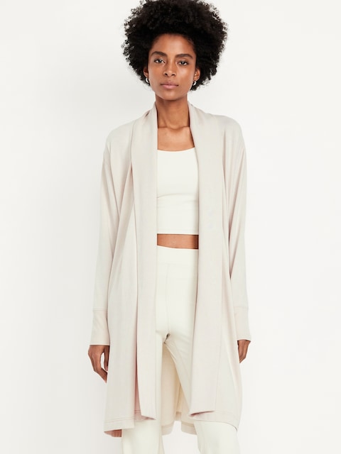 Live-In Open-Front Longline Wrap - Wish Bone