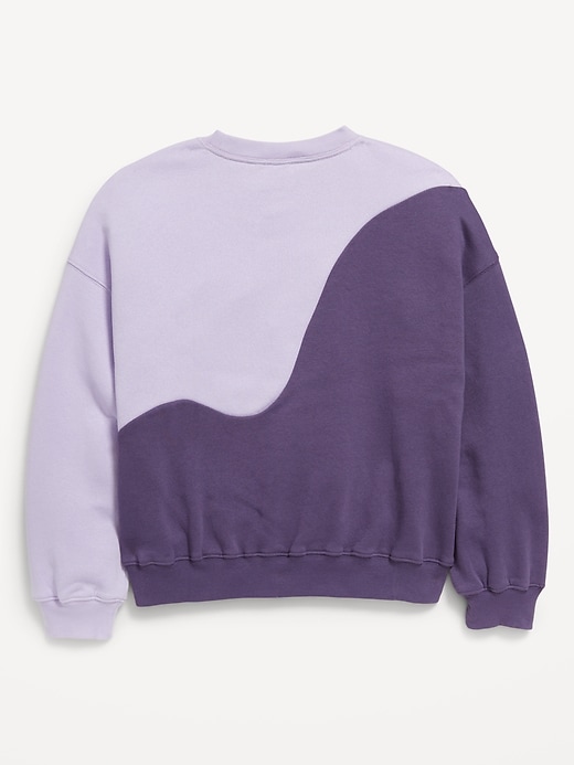 View large product image 2 of 3. Oversized Long-Sleeve Color-Block Sweatshirt for Girls