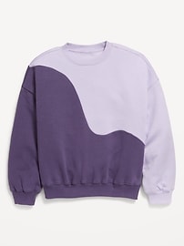 View large product image 3 of 3. Oversized Long-Sleeve Color-Block Sweatshirt for Girls