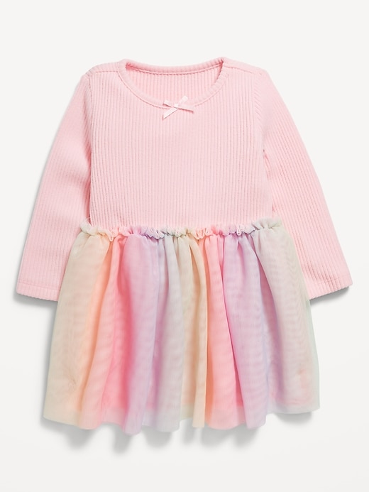 View large product image 2 of 2. Printed Long-Sleeve Ribbed Tutu Dress for Baby