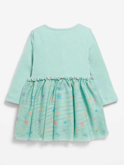 View large product image 2 of 2. Printed Long-Sleeve Ribbed Tutu Dress for Baby