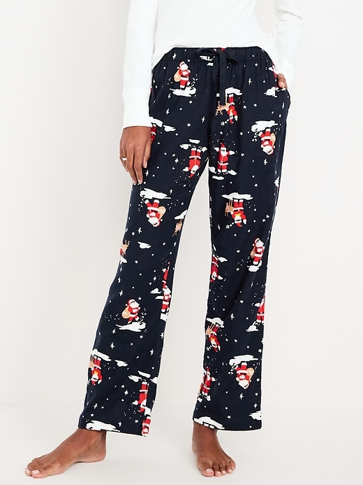 Image number 1 showing, Mid-Rise Printed Flannel Pajama Pants