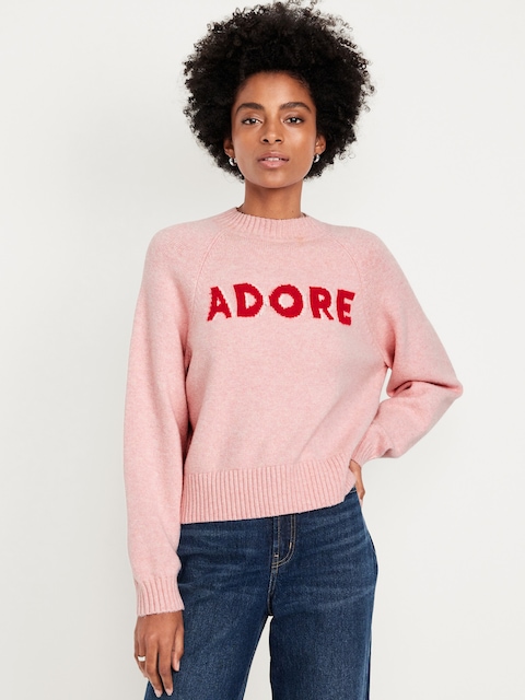 SoSoft Loose Crew-Neck Graphic Sweater - Adore
