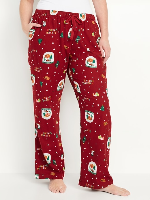 Image number 5 showing, Mid-Rise Printed Flannel Pajama Pants