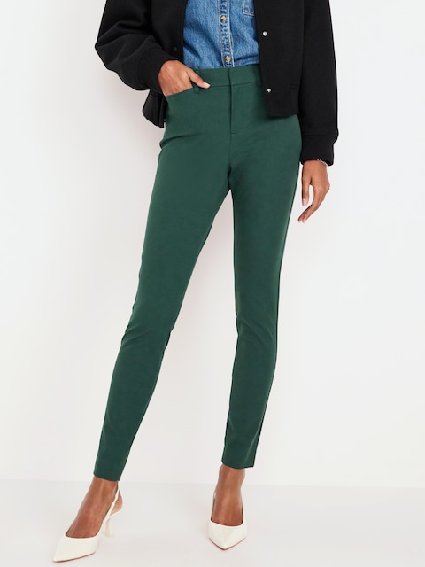 High-Waisted Pixie Skinny Pants - Dark Forest Green