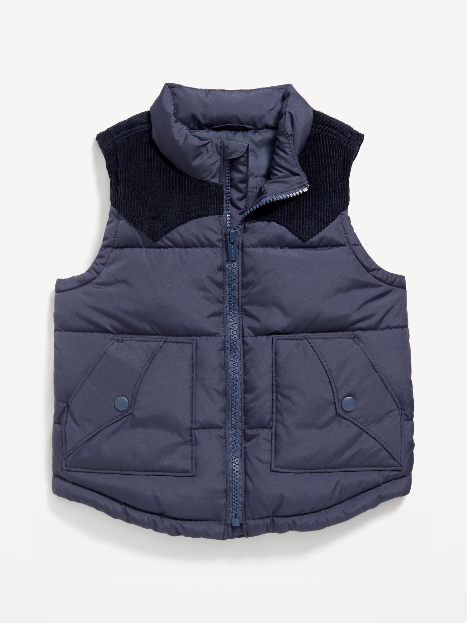 Quilted Corduroy-Trim Vest for Toddler Boys