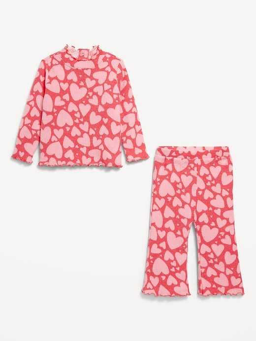 View large product image 2 of 2. Long-Sleeve Plush Ribbed Top and Flare Pants Set for Baby