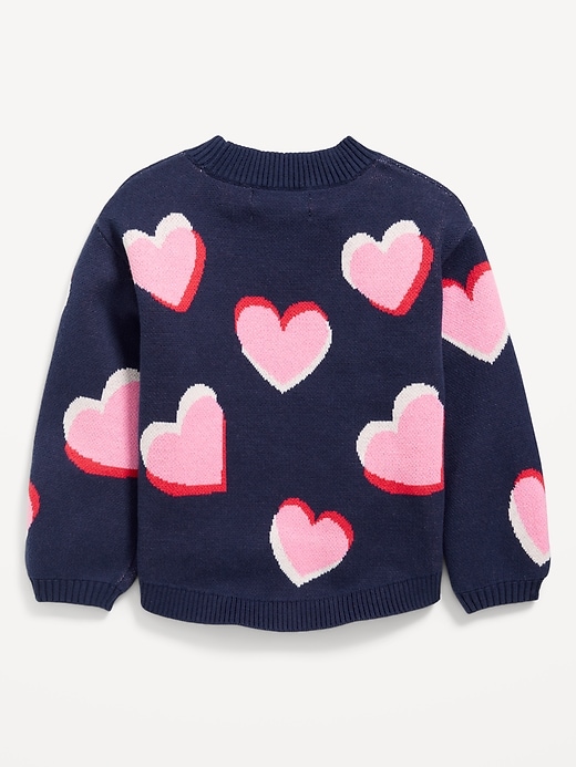 View large product image 2 of 2. Printed Loose Puffy-Sleeve Sweater for Toddler Girls