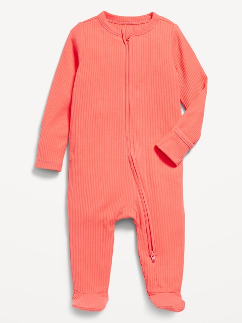 2-Way-Zip Sleep & Play Footed One-Piece for Baby - Coral Tropics