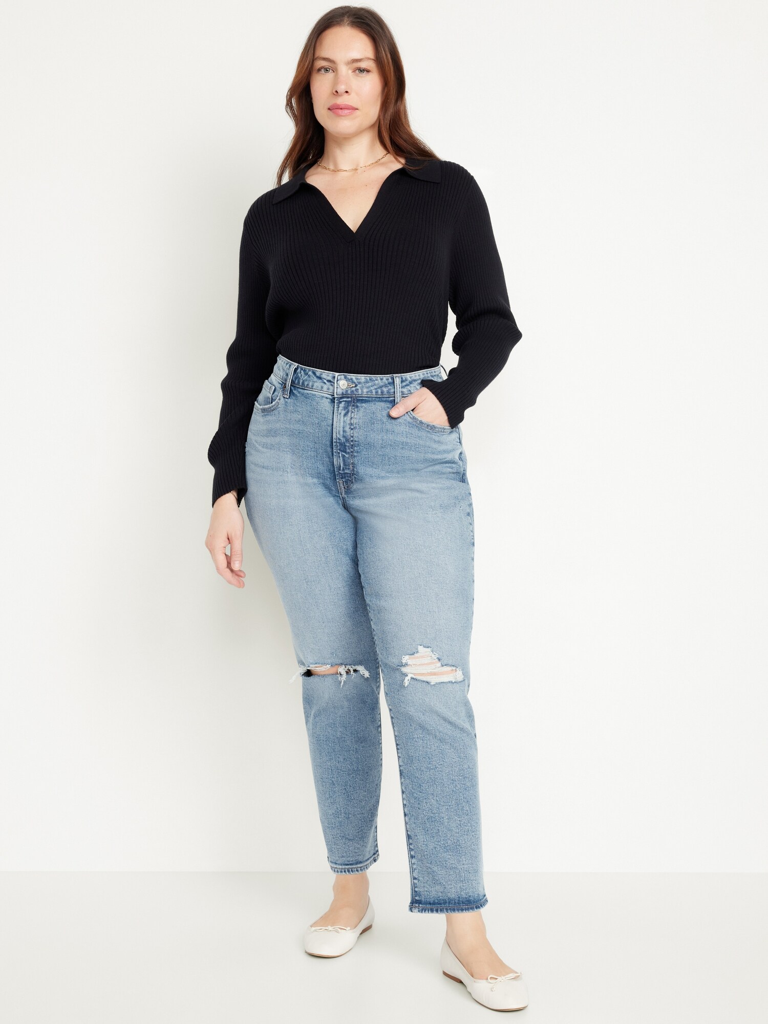 Женские джинсы Old Navy Curvy High-Waisted OG Straight Ankle, цвет: Cerys — фото 6