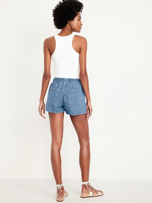 Image number 3 showing, High-Waisted Baggy Jean Shorts -- 3-inch inseam