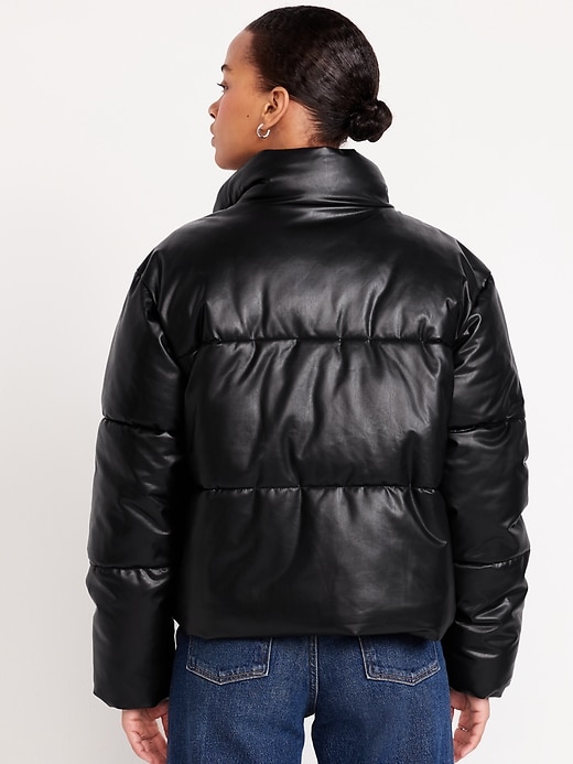 Image number 2 showing, Faux-Leather Puffer Jacket