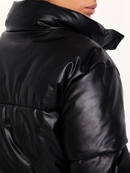 Image number 6 showing, Faux-Leather Puffer Jacket