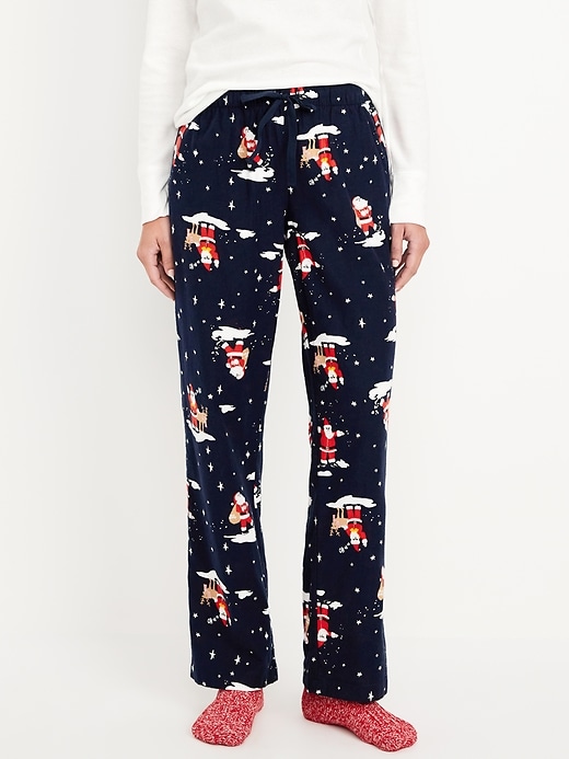 Image number 1 showing, Mid-Rise Printed Flannel Pajama Pants