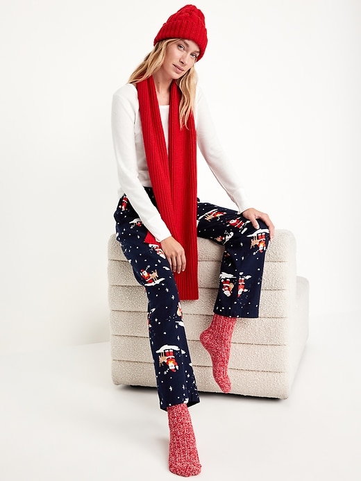 Image number 3 showing, Mid-Rise Printed Flannel Pajama Pants