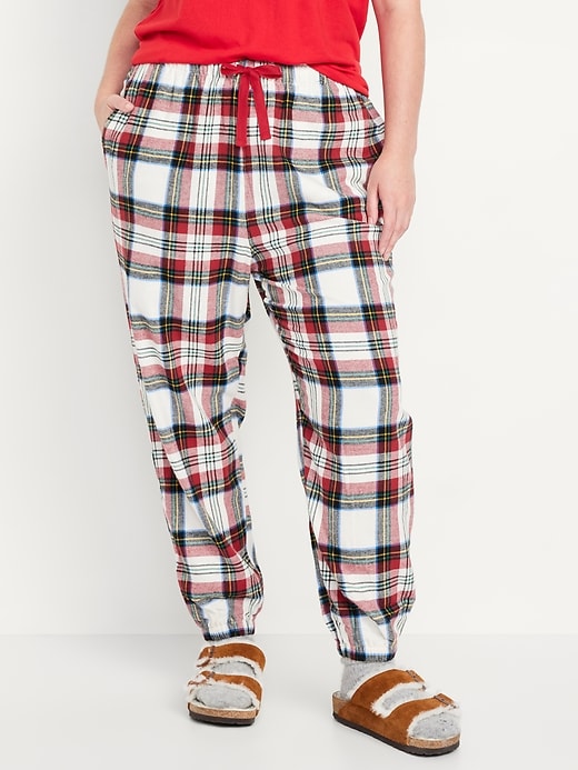 Image number 5 showing, High-Waisted Flannel Pajama Joggers for Women