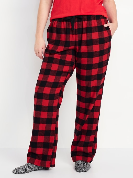 Image number 5 showing, Mid-Rise Flannel Pajama Pants for Women