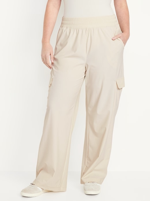 Image number 4 showing, High-Waisted SleekTech Wide-Leg Cargo Pants