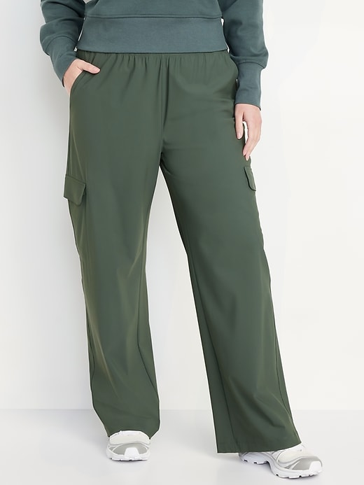 Image number 4 showing, High-Waisted SleekTech Wide-Leg Cargo Pants