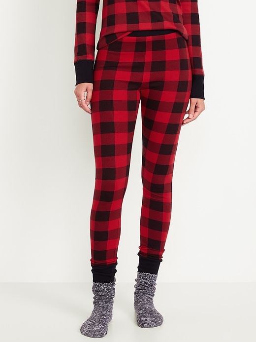 Image number 1 showing, High-Waisted Printed Waffle Pajama Leggings for Women