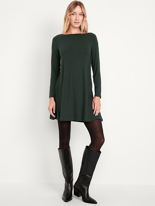 Image number 1 showing, Long-Sleeve Mini Swing Dress