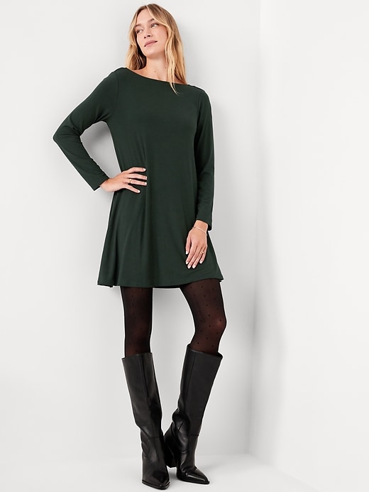 Image number 3 showing, Long-Sleeve Mini Swing Dress