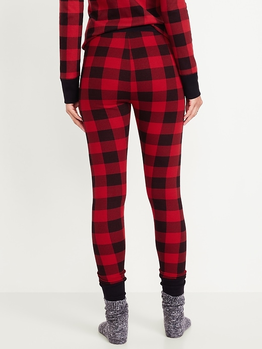 Image number 2 showing, High-Waisted Printed Waffle Pajama Leggings for Women